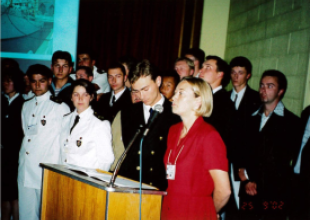25.09.2002_From right to left, J. Loustuncu-MMA, Karen Duff (Canada), Sławomir Witaszewski (Faculty of Navigation, Gdynia Maritime Academy)