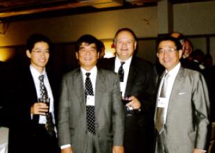 July 2000 - From right to left Hishashi Yamamoto, IAMU Secretary 2000-2012, Prof Bogumil Łączyński, and Representatives of the Nippon Foundation
