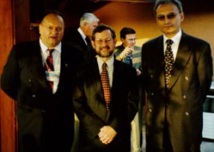 Year 2000 - From left to right Prof Osman Kamil Sag Technical University in Istanbul, USCG Commander Christopher Young, Chair of the IMO STCW subcommittee, Prof Bogumil Łączyński, Gdynia Maritime Academy