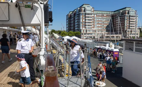 Members of the public visiting the ship in Boston. Photo: A. Dopke