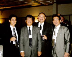 July 2000 - From right to left Hishashi Yamamoto, IAMU Secretary 2000-2012, Prof Bogumil Łączyński, and Representatives of the Nippon Foundation
