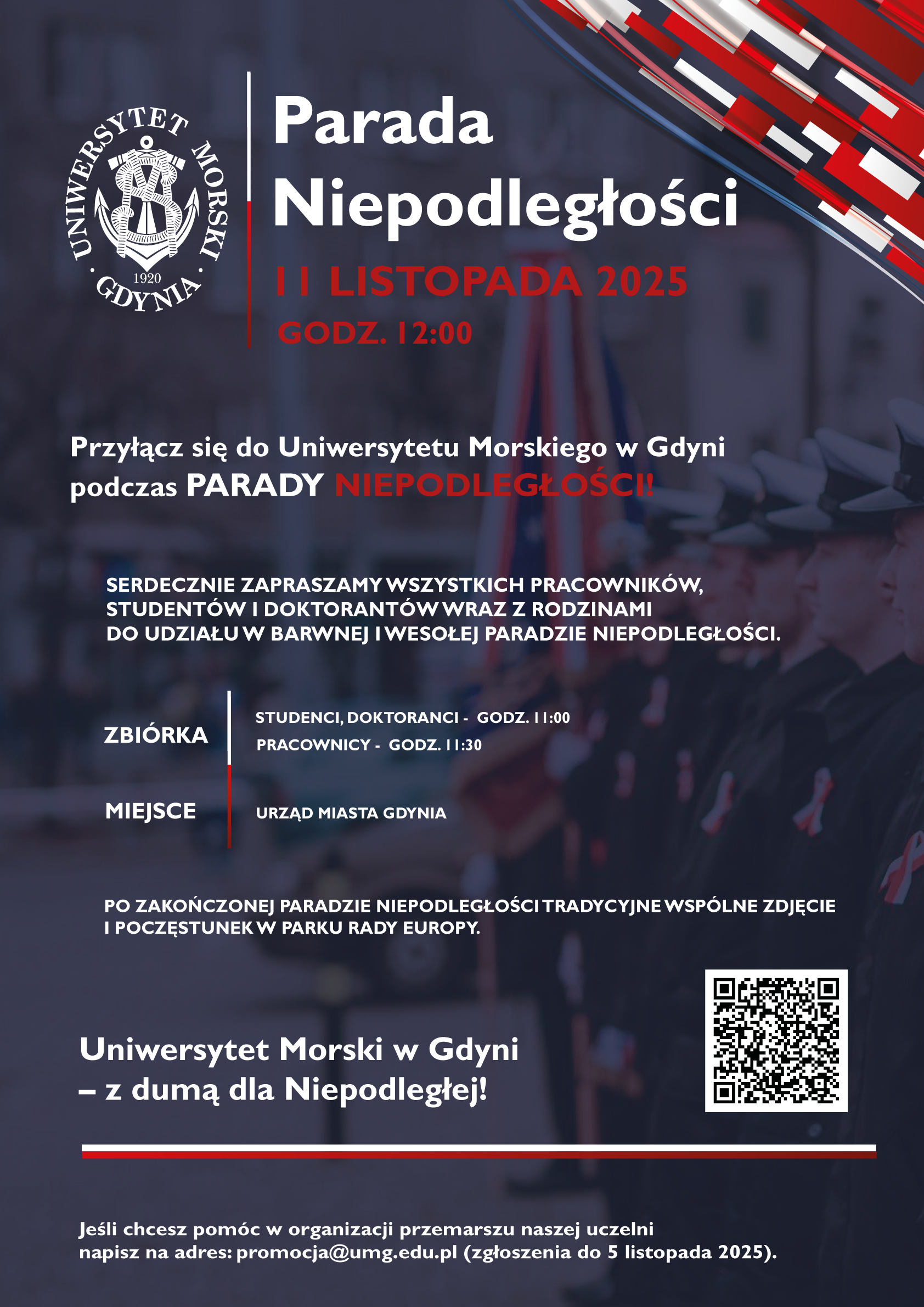 Plakat zapraszający na Paradę Niepodległości 2025