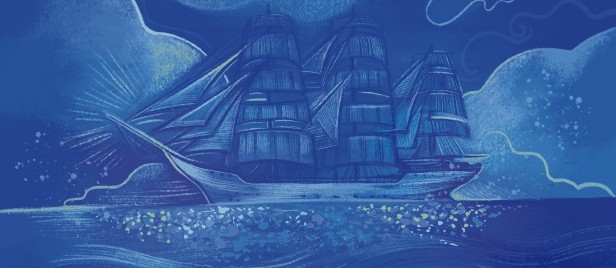 Fragment ilustracji Marty Debis z książki Małgorzaty Sokołowskiej pt. "Miś marynarz"