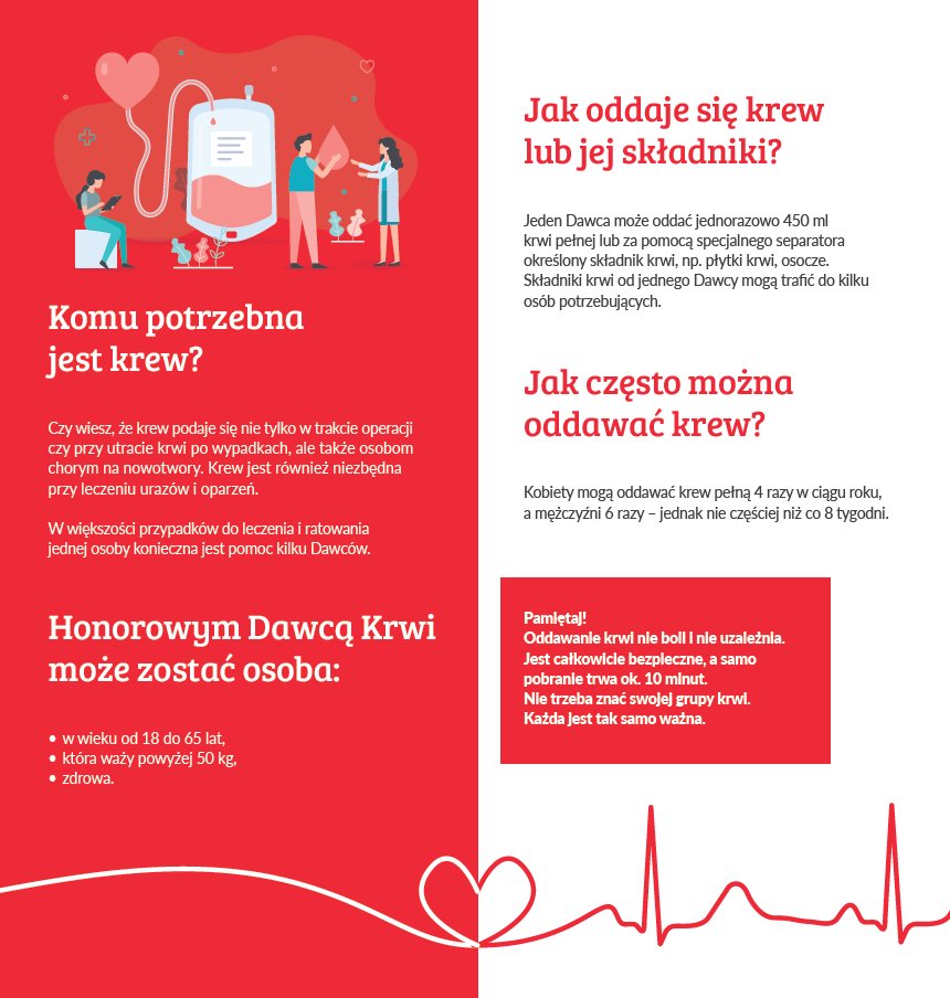 Plansza z informacjami nt. oddawania krwi