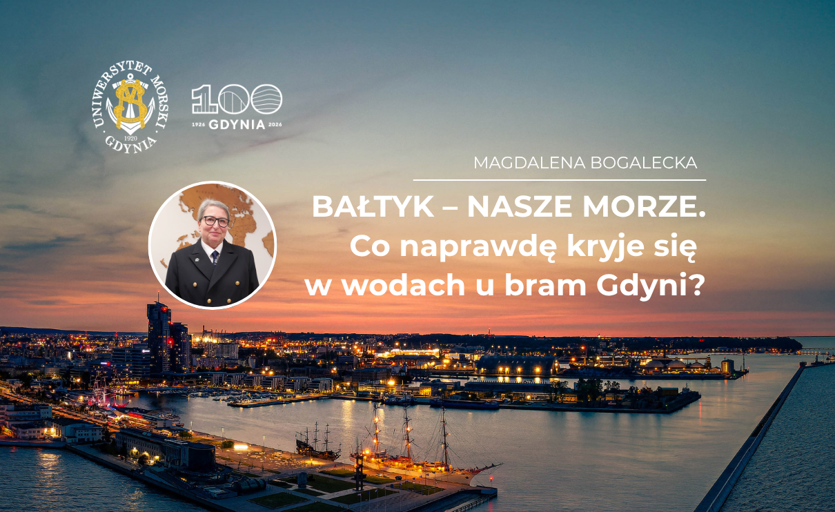 Plansza z tytułem prelekcji prof. M. Bogaleckiej na 100-lecie Gdyni