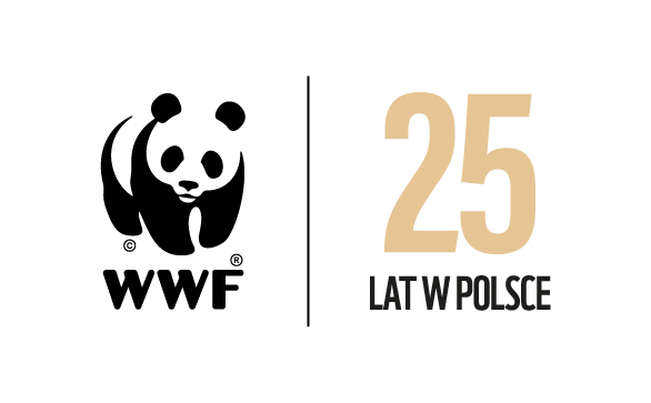 Plansza z logo WWF i napisem 25 lat w Polsce