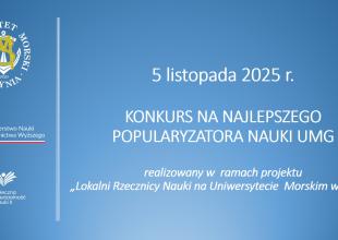 Plansza z tytułem Konkurs na najlepszego popularyzatora nauki UMG