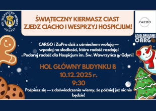 Plansza zapraszająca na kiermasz świąteczny