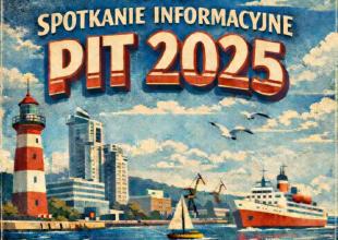 Plansza z tytułem Spotkanie informacyjne PIT 2025