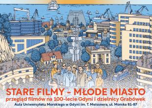 Plansza promująca wydarzenie &bdquo;Stare Filmy - Młode Miasto&rdquo;
