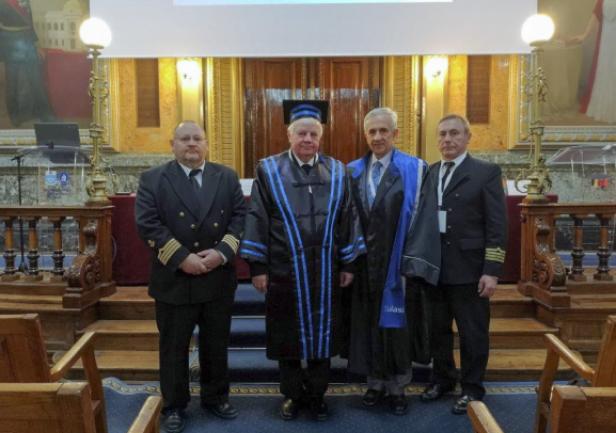 dr inż. Piotr Jankowski,  prof. Janusz Mindykowski, prof. Alexandru Salceanu, laudator, członek Awarding Committee, dr inż. Romuald Maśnicki