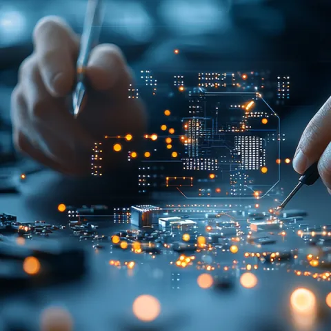 ilustracja koncepcyjna - inżynieria, elektronika, przyszłe innowacje