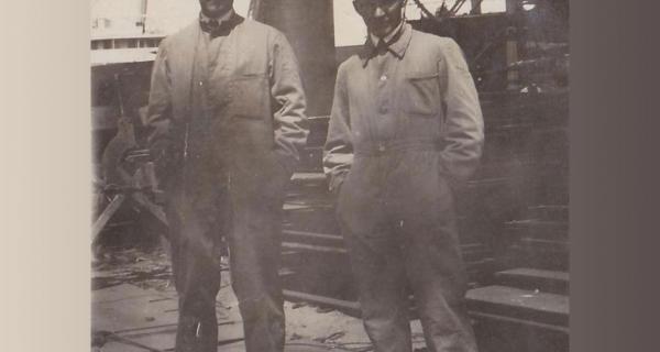 Komendant Konstanty Maciejewicz (z lewej) i st. oficer Tadeusz Meissner